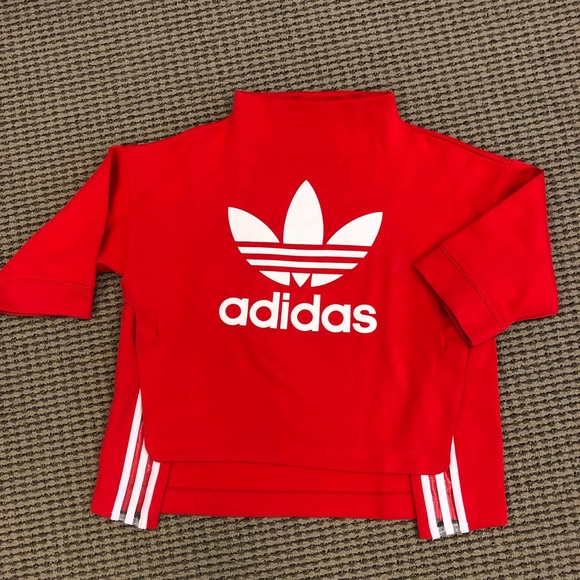 Adidas Women’s Originals Tubular Logo Sweater Red - Picture 1 of 4